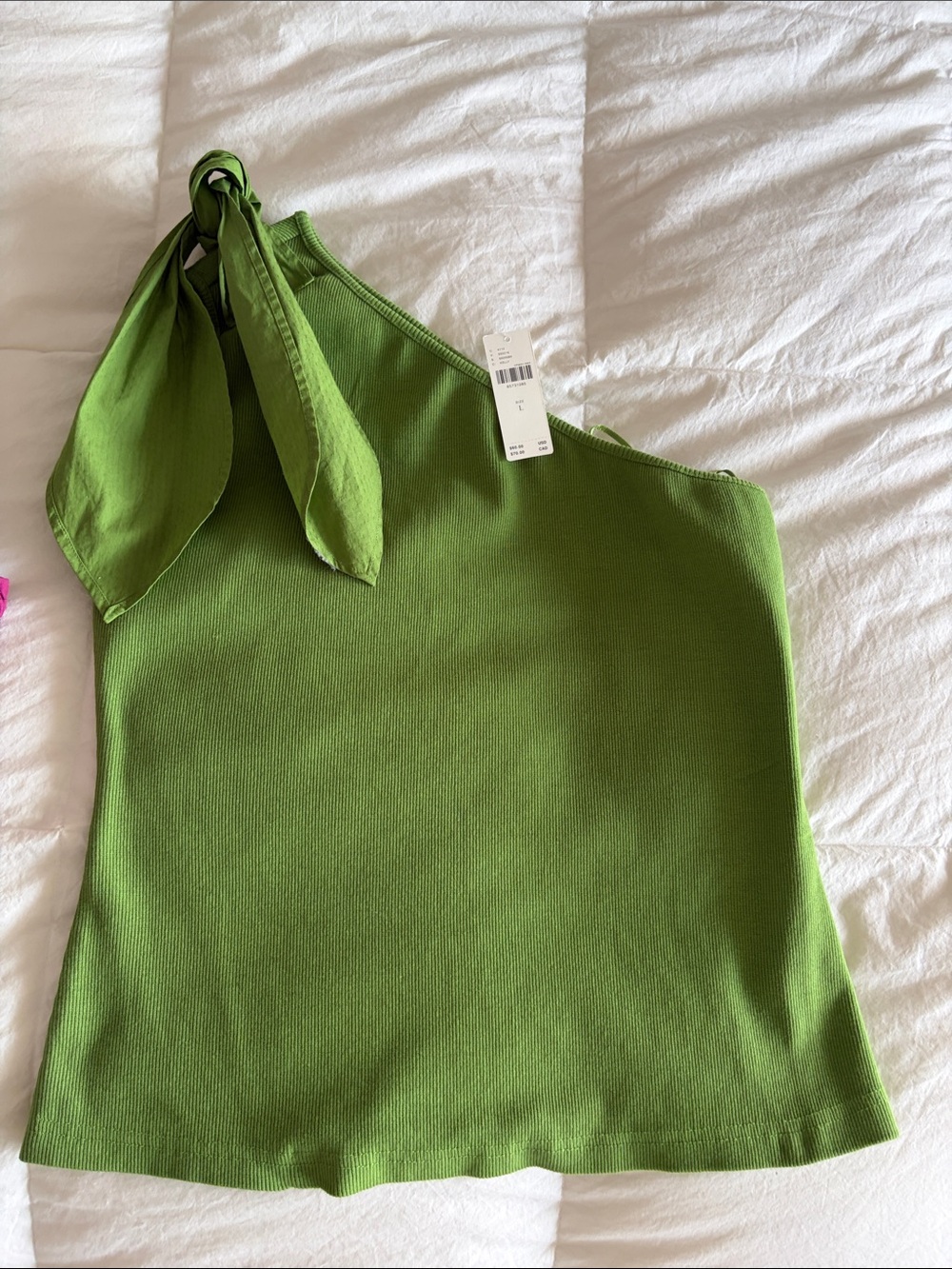 Maeve One-Shoulder Tie-Strap Tank Top - Green